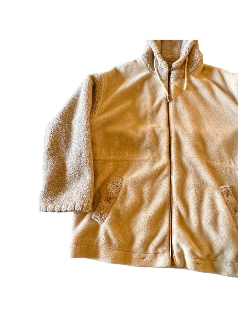 Faux Shearling Women's S/M Jacket Fleece IZZI Outerwear Windbreaker Lining Hood - Picture 7 of 13